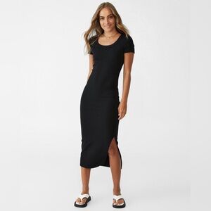 Cotton On Black Ribbed Midi Dress Size XS